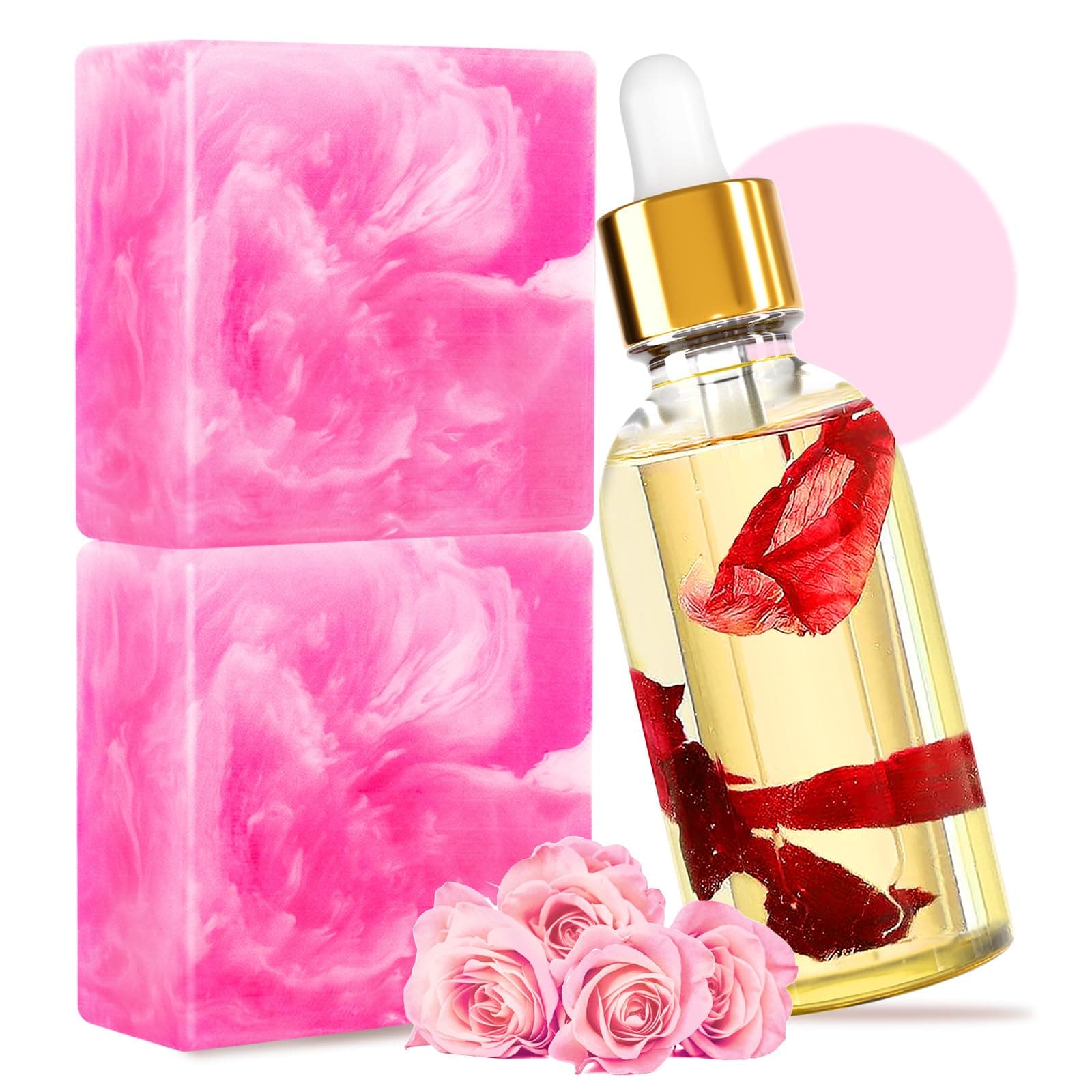 Yoni Soap Bars & Natural Yoni Oil Set, Natural Yoni Oil Vaginal Wash for Women Feminine Wash Vaginial Deodorants pH Balance, Eliminates Odor, Feminine Oil 30ml/1 oz, 2Pcs 3.53 oz Vaginal Care Soap