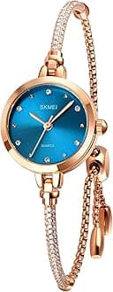 SKMEI Women Watches Bracelet Diamond Ladies Female Small Rose Gold Fashion Luxury Thin Waterproof Analog Quartz Casual Girls Wife Gifts Silver Wrist Watch