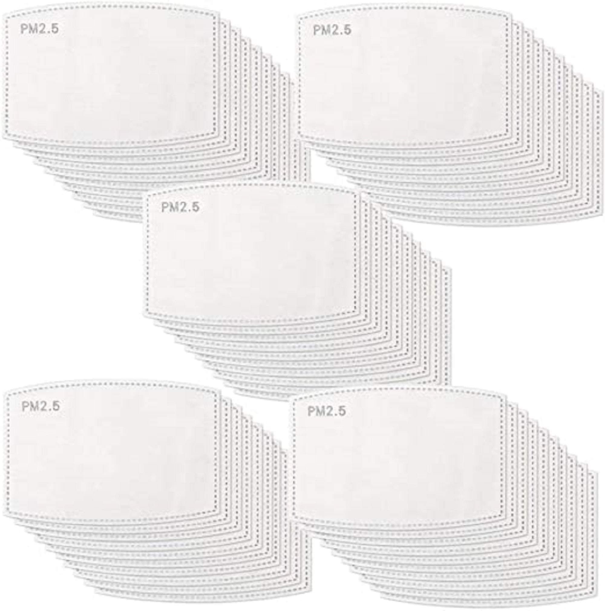 50Pcs Adult PM 2.5 Activated Carbon Filter Insert 5 Layers Replaceable Anti Haze Masks Filter Paper (50 Pack)