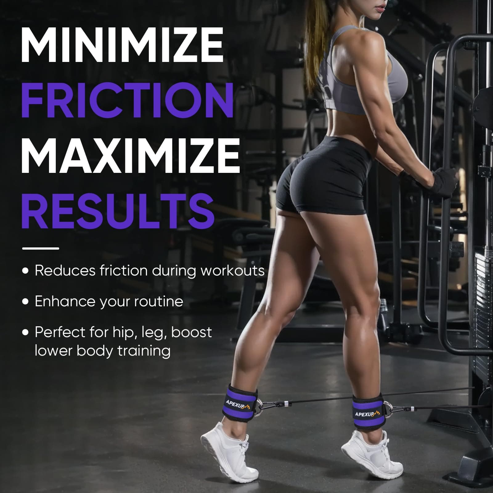 APEXUP Ankle Strap for Cable Machine, Ankle Resistance Bands, Cable Kick Back Ankle Straps for Gym, Glute Workouts, Leg Extensions, Adjustable Straps with Neoprene Padding