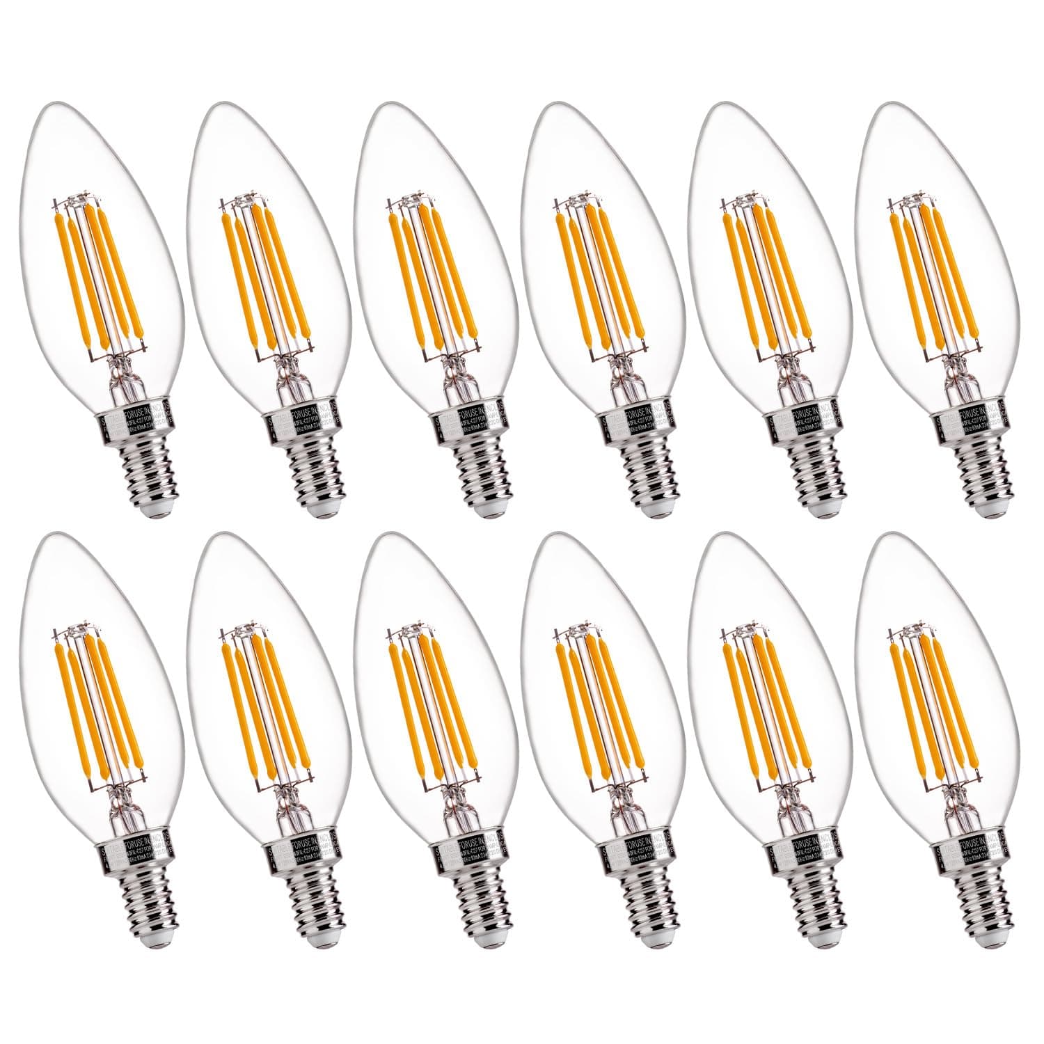 B11 E12 LED Candelabra Bulbs 60W Equivalent, Dimmable LED Candle Light Bulbs, 2700K Soft White (Warm Light), Pack of 12
