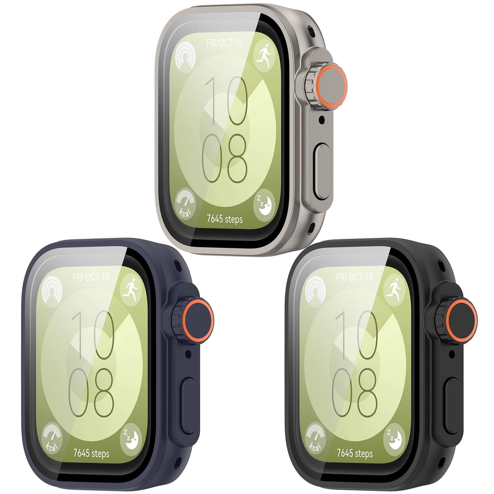 TenCloud Screen Protector Compatible with Huawei Watch Fit 3 Cases (Not the Fit/Fit2) Case Scratched Full Protection (Black,Navy,Gray)