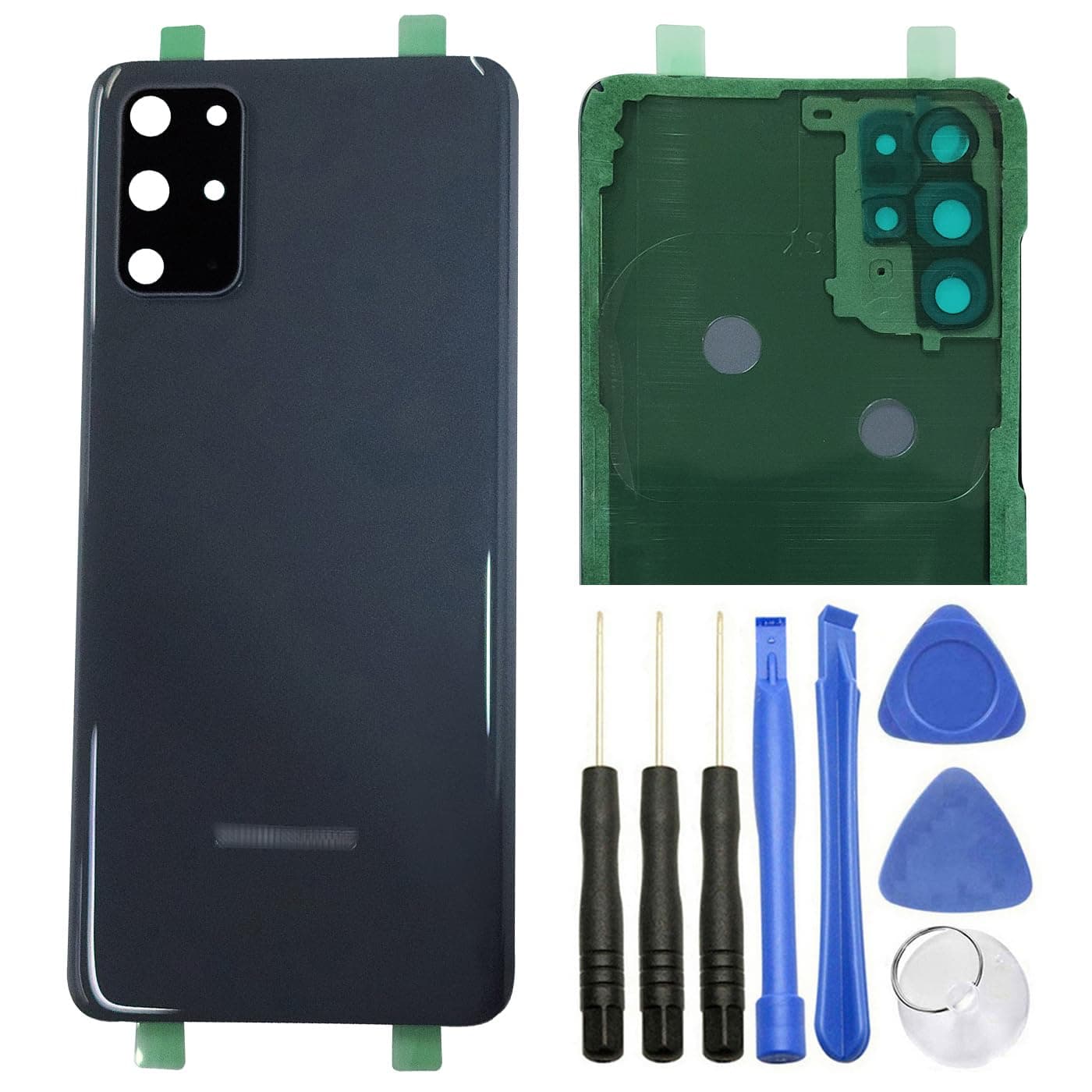 Ubrokeifixit Galaxy S20+,S20 Plus Rear Back Glass Cover Replacement for Samsung Galaxy S20+ G985 6.7",S20+ 5G G986,Pre-Cut Tape(Gray+Camera Lens)