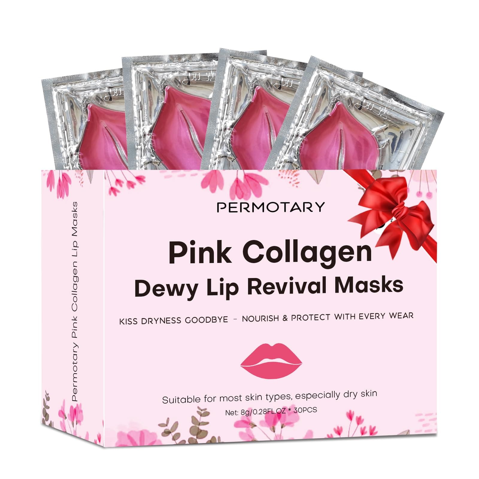 Permotary 30 PCS Moisturizing Collagen Lip Mask Crystal Mouth Care Pads Mask for Moisturizing & Reducing Chapped, Smoothing Fine Lines Lip Patches with Moisture Essence for Gifts