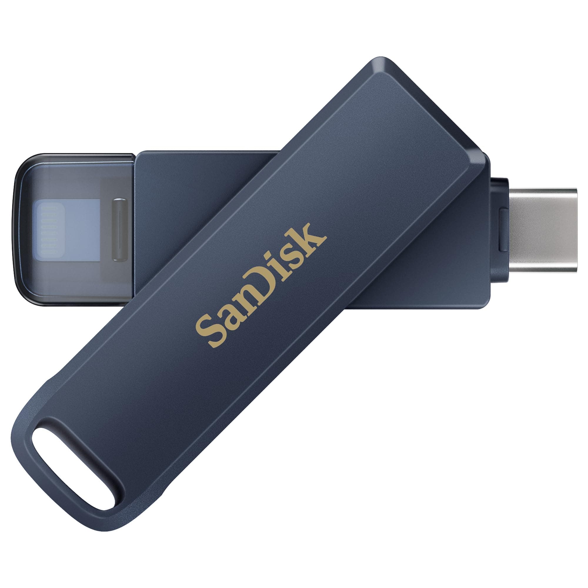 SanDisk Phone Drive, Flash Drive 2-in-1, iPhone Storage 64GB (for iPhone, iPad, PC & Mac, Automatic Backup, Lightning and USB Type-C Port, Passort Protection, Encryption) Metallic Sky