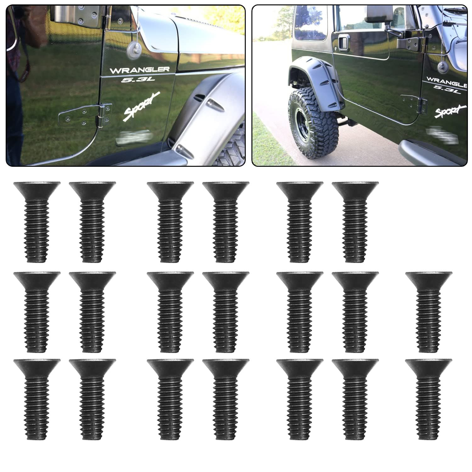 Torx Screws Door Bolts and Roll Bar Tailgate Windshield Hinge Screws Compatible with Jeep Wrangler 1976-2006 CJ YJ TJ (Pack of 20)