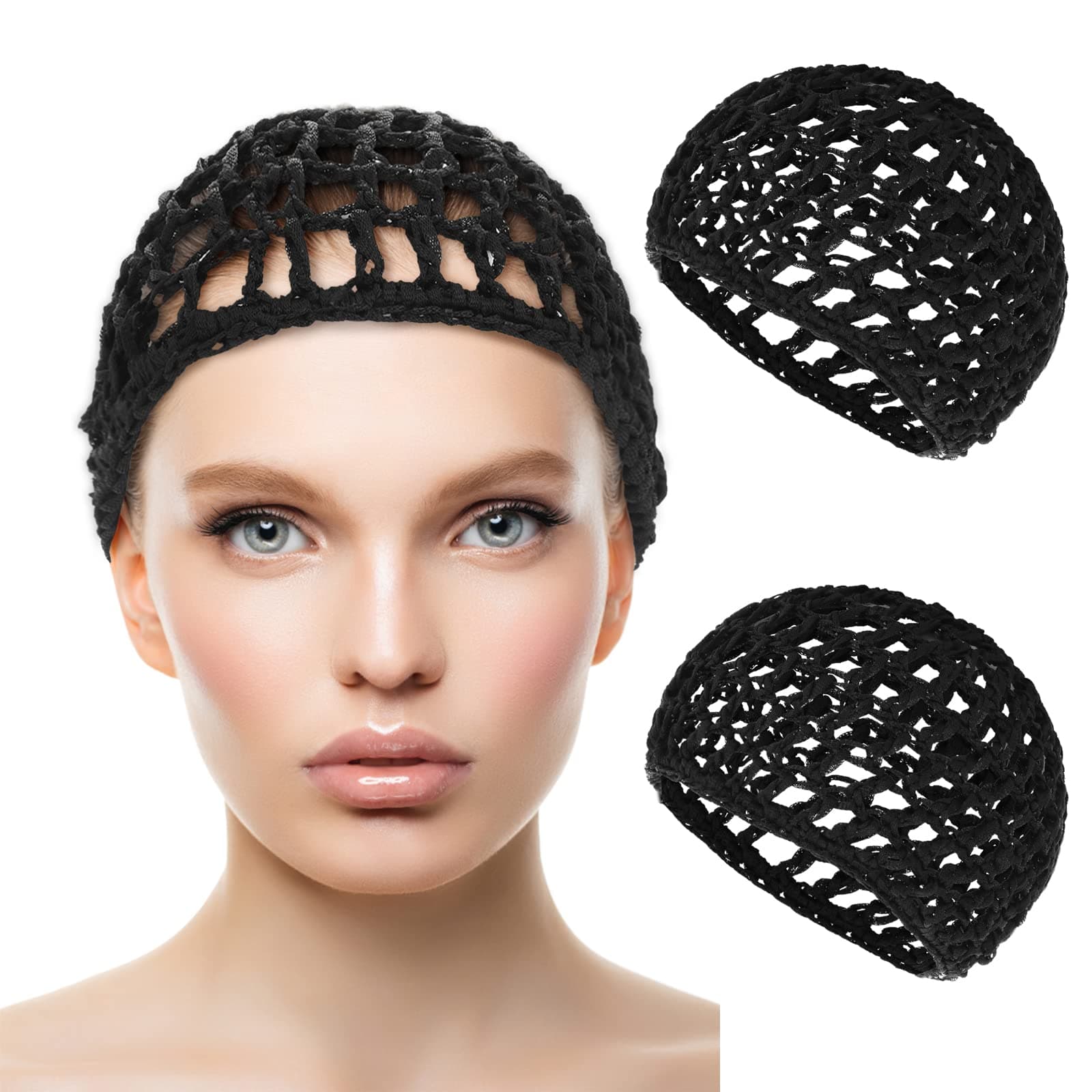 WLLHYF Wig Cap Thick Long Hair Caps Adjustable Net Mesh Braided Weaving Making Crochet Sew Weave Fishnet Grip Headband