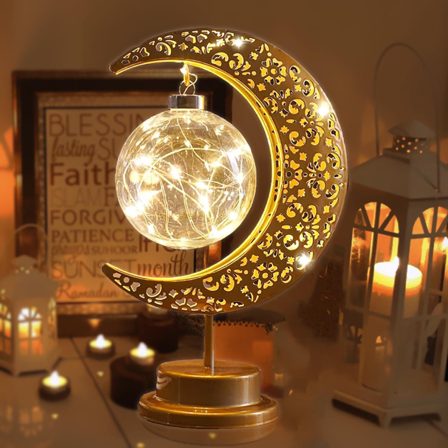 Moon Lamp, Ramadan Decorations for Home, Eid Mubarak Decorations, Ramadan Lights Decorations, Enchanted Lunar Lamp, Ramadan Home Table Decor, Galaxy Light, Moon Night Light, Battery Operated Lamp