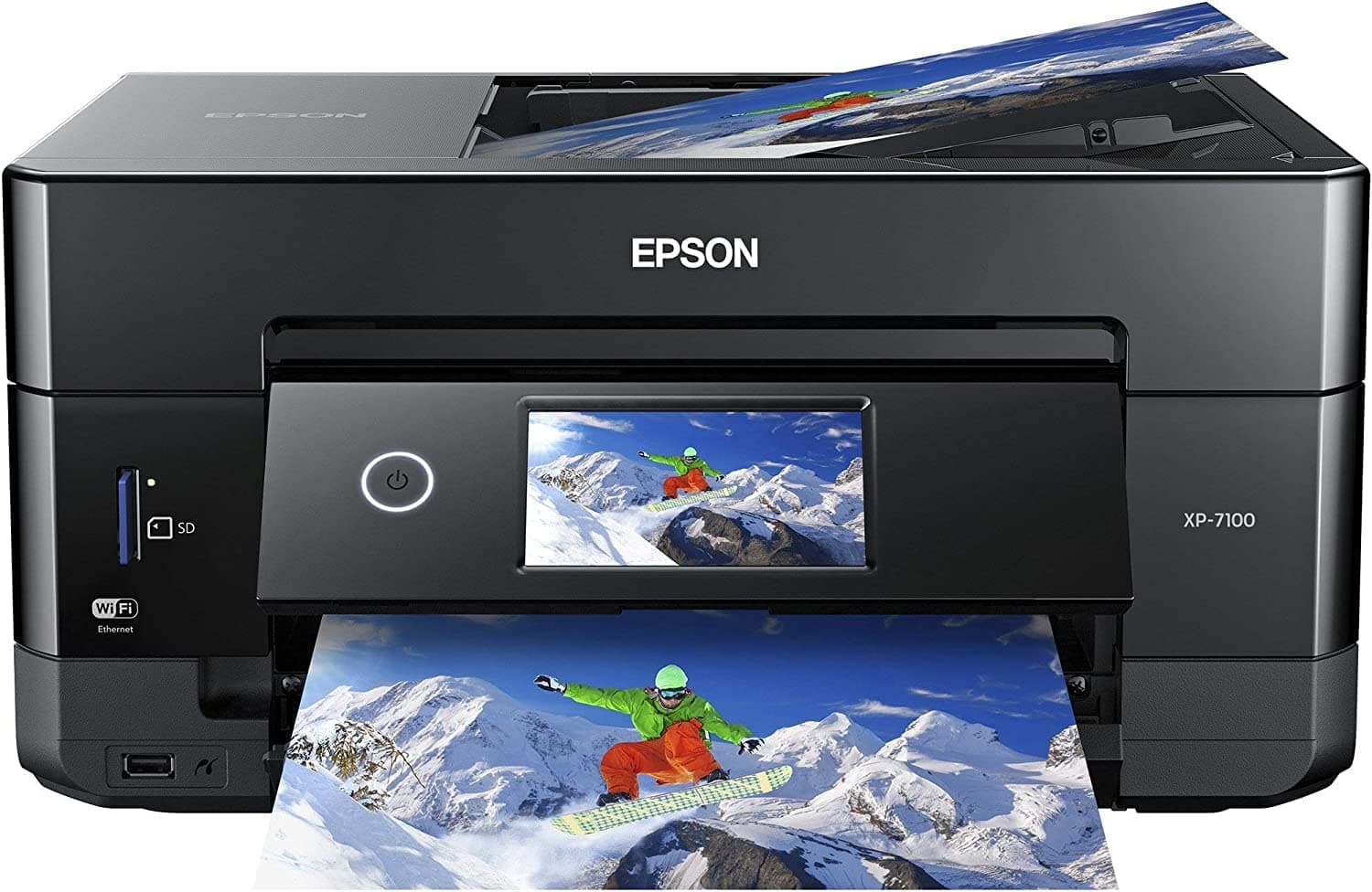 Expression Premium XP-7100 All-in-One Color Inkjet Printer - Print Scan Copy - 15 ppm, 5760 x 1440 dpi, 8.5 x 14, Auto 2-Sided Printing, 30-Page ADF, Card Slot, Printable CD/DVD
