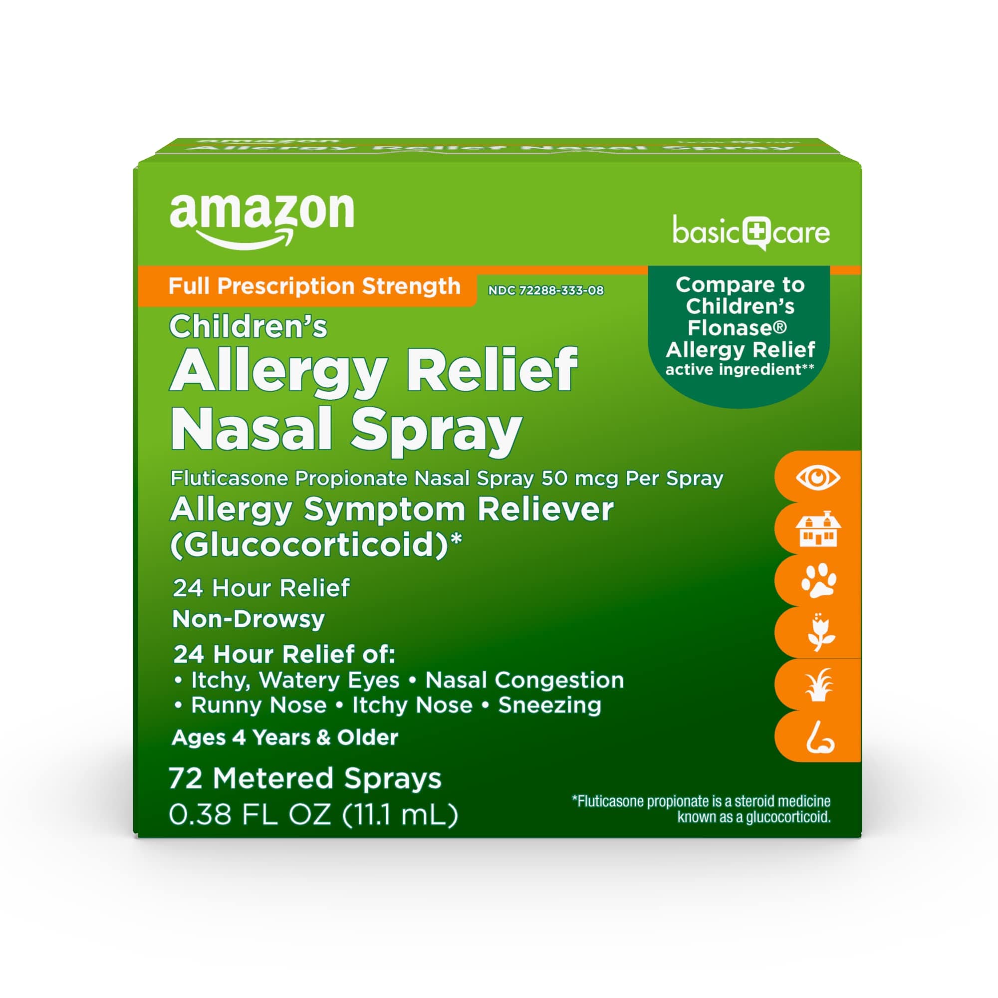 Children's Fluticasone Propionate Nasal Spray, 24-Hour Allergy Relief, Non-Drowsy, Multi-Symptom Relief for Nasal Congestion, Ages 4+, 0.38 fl oz