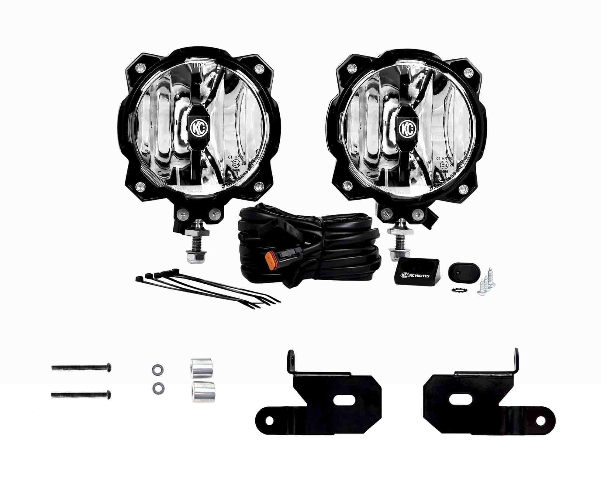 97111 Jeep JL A-Pillar Mount with 6"" Gravity LED Pro6 Light Kit-Spot Beam"