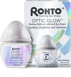 Optic Glow Whitening, Lubricant Eye Drops, Whitens, Brightens, and Hydrates Red Eyes, Fast-Acting Formula, Sterile Eye Drops, 0.4 fl oz Bottle