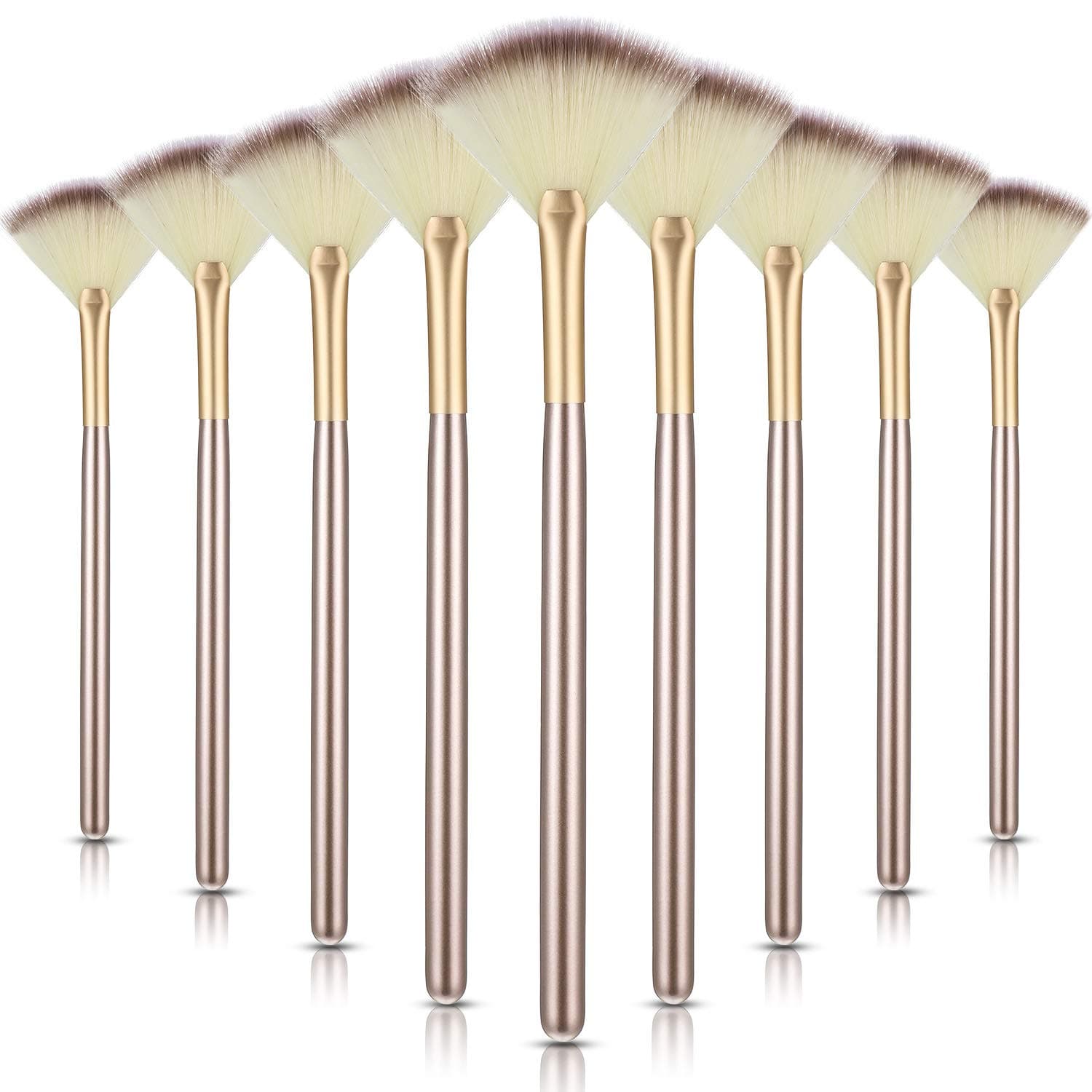 9 Pieces Facial Brushes Fan Mask Brushes, Soft Facial Applicator Brushes Tools for Peel Glycolic Mask Makeup for Mud Cream (Champagne)