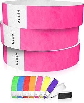 WristCo Neon Pink Unnumbered 3/4" Tyvek Wristbands - 600 Count Paper Wristbands for Events