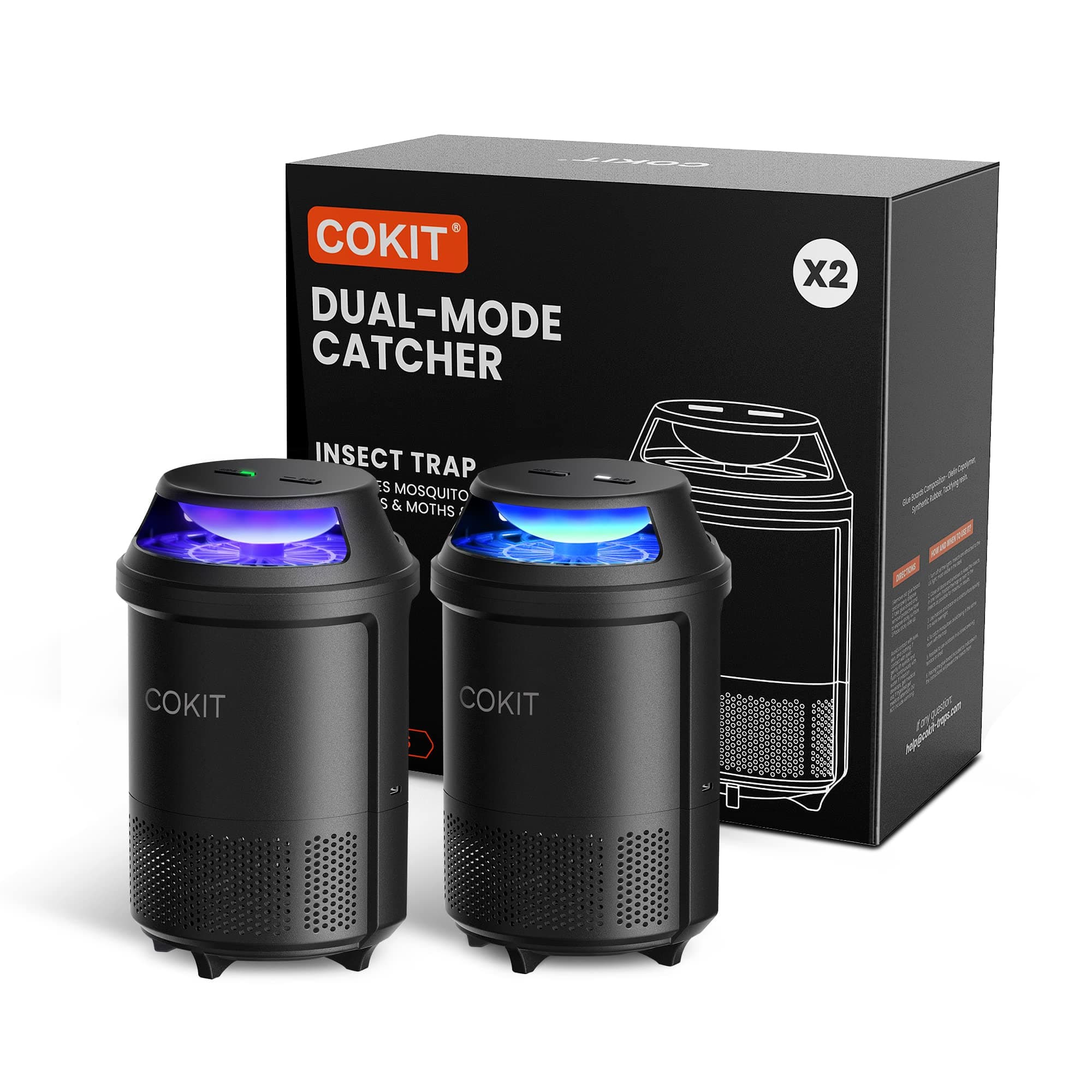 Indoor Insect Trap, 2 Mode Catching Insects with Suction, Bug Light and 6 Glue Board, Catcher & Killer for Mosquito, Gnat, Moth, Fruit Flies, Non-Zapper Traps for Home, Black-2