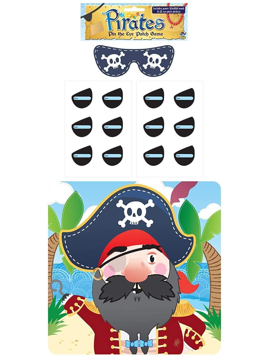 HENBRANDT (1-Pack, Multi) - Stick The Eye Patch On The Pirate Game - Party Childrens Kids Pin Tail Activity