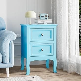 Nightstand with 2 Drawers, Night Stands for Bedrooms, Small Bed Side Table/White Night Stand with Drawers for Small Spaces, College Dorm, Kids’ Room, Living Room, Blue, Number of Items：1