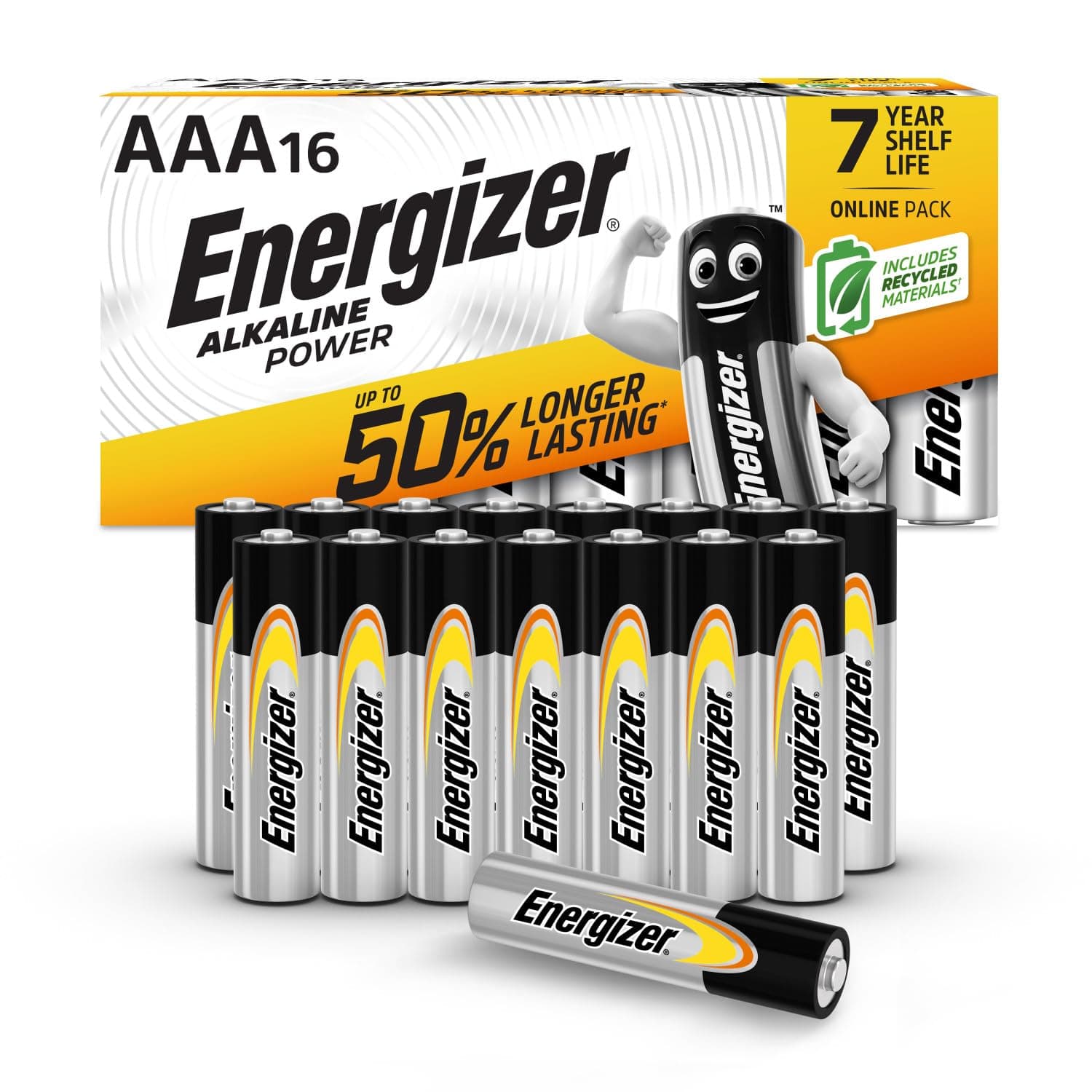 Energizer AAA Batteries, Alkaline Power, 16 Pack, Triple A Battery Pack - Amazon Exclusive (Packaging may vary)