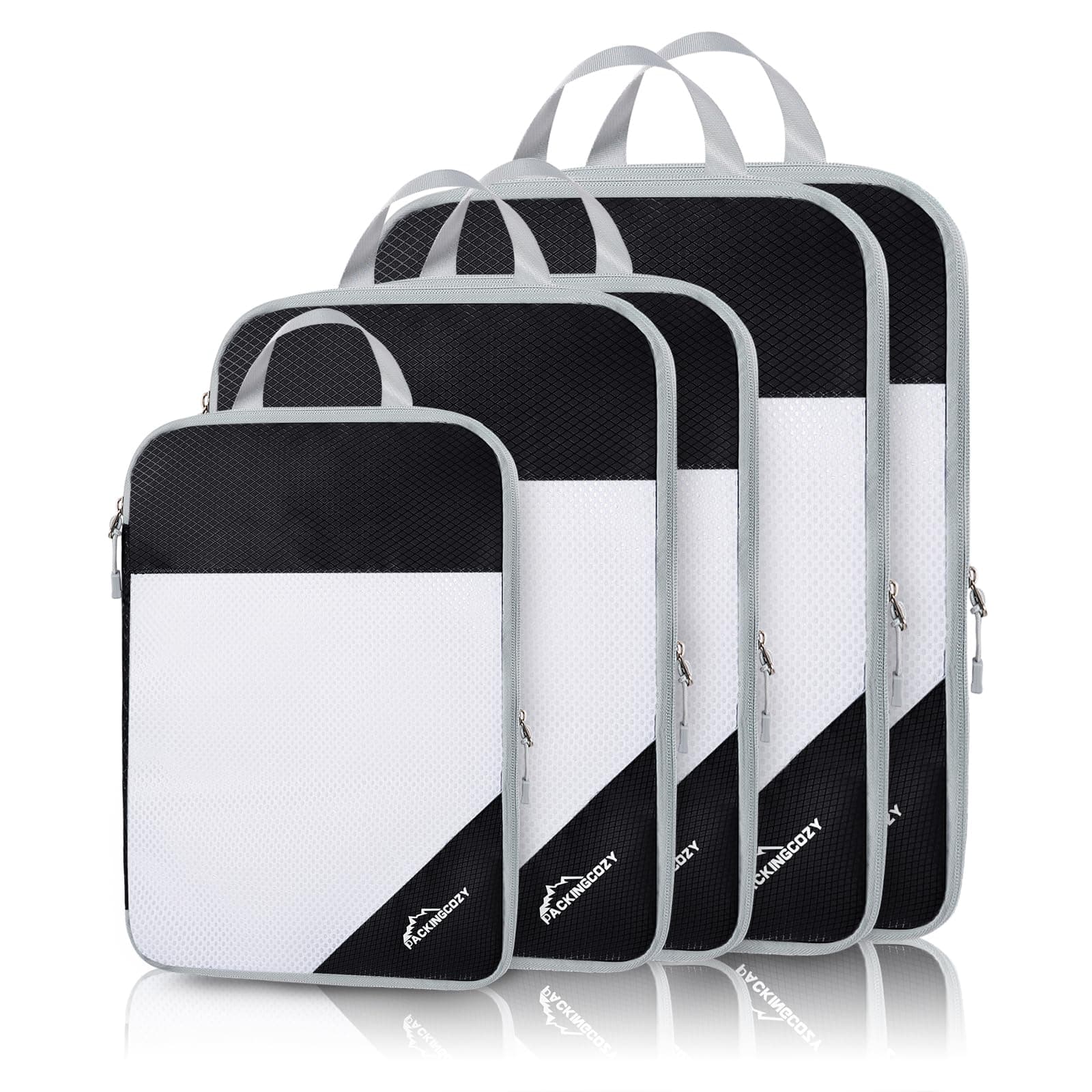 OPLEBEPECompression Packing Cubes, 5 Set Packing Cubes for Travel Compression, Lightweight Compressible Package Organizer for Carry On and Suitcases, BlackOEKO-TEX STANDARD 100