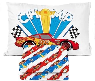 Sunny Side Up Disney Pixar Cars Lightning McQueen Twin Sheet Set - 3 Piece Kids Racecar Bedding Set Includes Pillow Cover - Super Soft Microfiber Sheets
