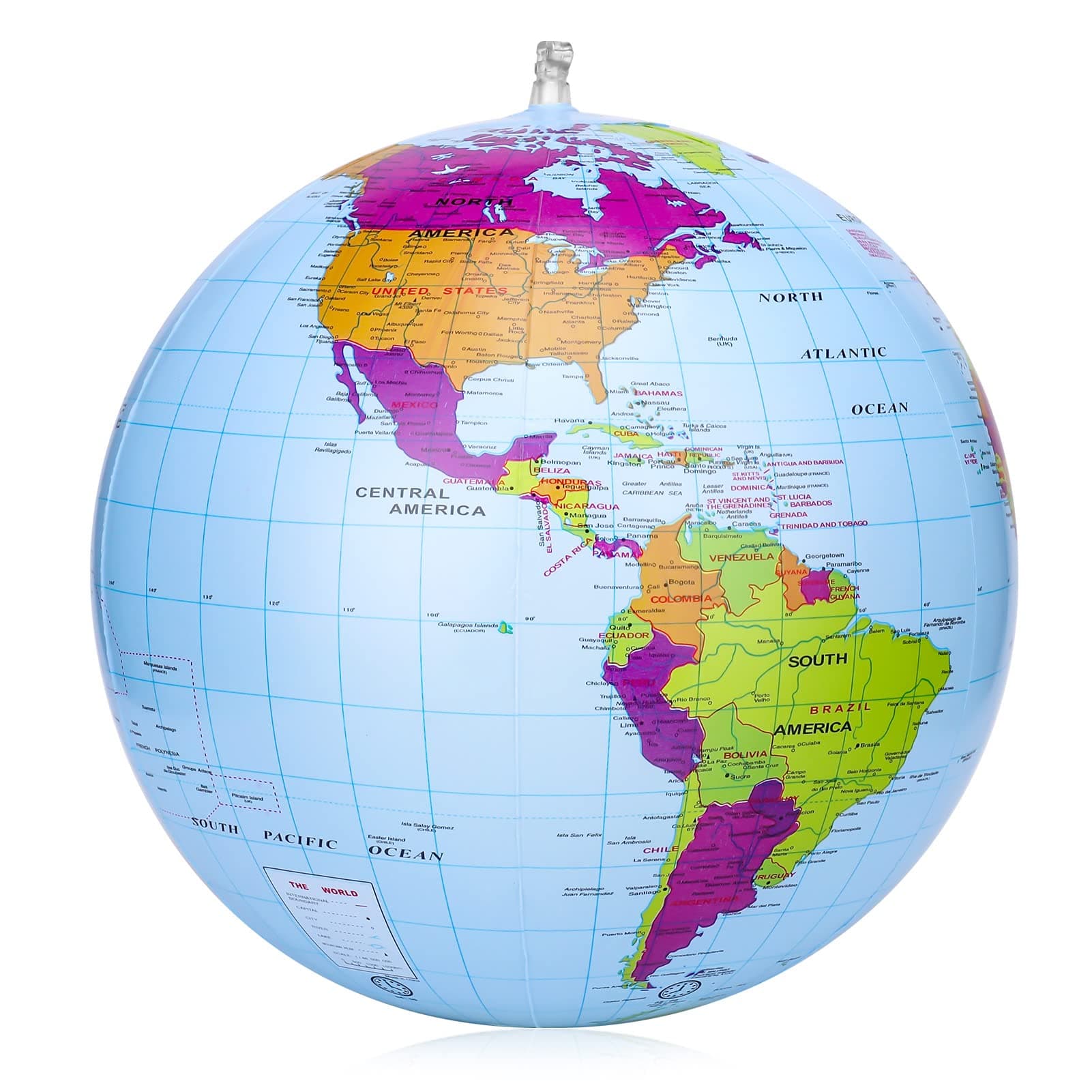 RosewineC Inflatable Global World Globe 38cm,Explore The World,Educational Geographic for School,Play and Educational Games