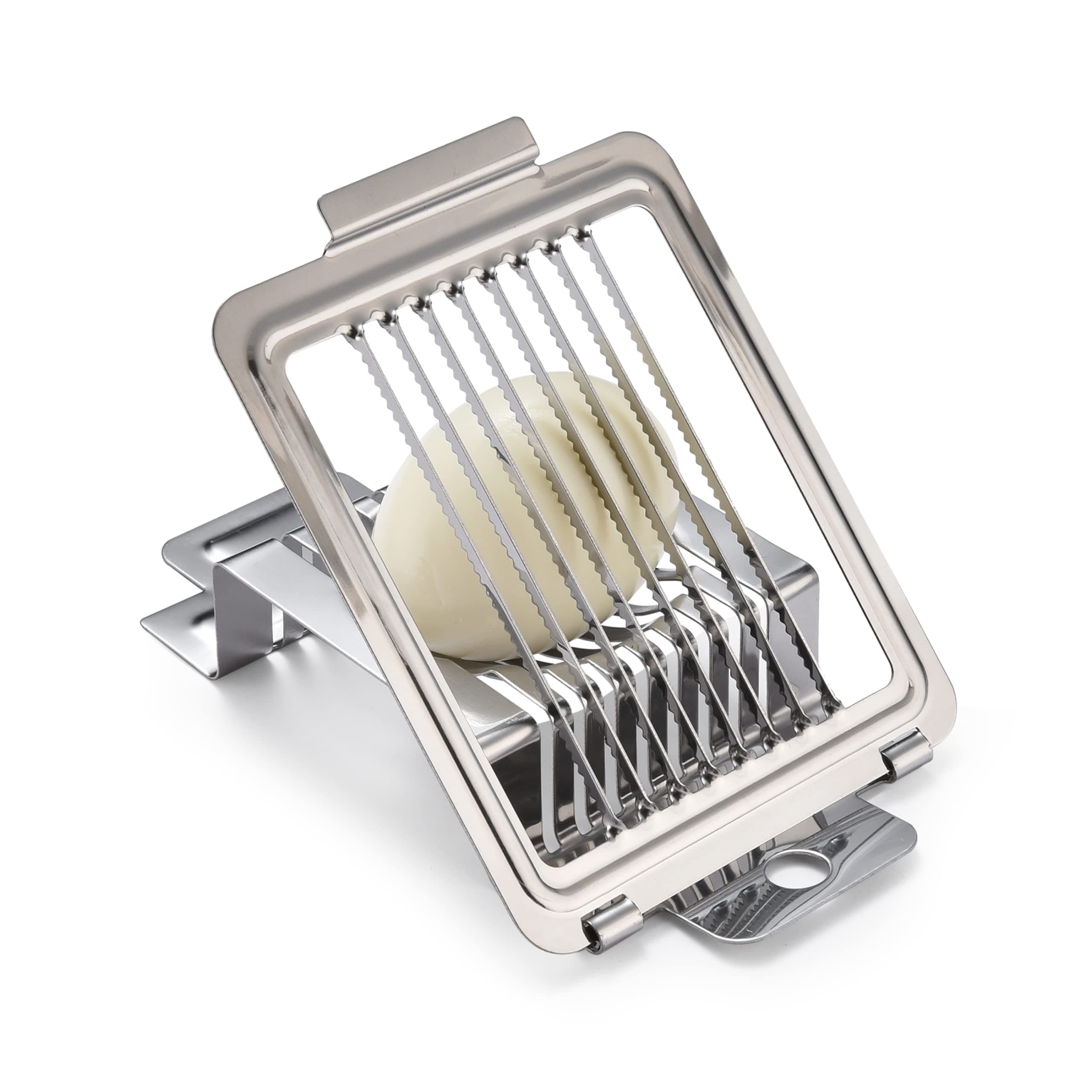 KITCHTIC Egg Slicer for Hard Boiled Eggs - Stainless Cutter for Eggs - Heavy Duty Egg Chopper - Dishwasher Safe Soft Fruit Slicer for Strawberry, Kiwi, Bananas