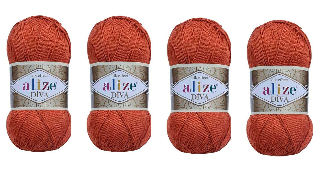 Hand Knitting Yarn 100% Microfiber Acrylic Yarn Alize Diva Silk Effect Thread Crochet Art Lace Craft Lot of 4 skeins 400gr 1532yds (36)