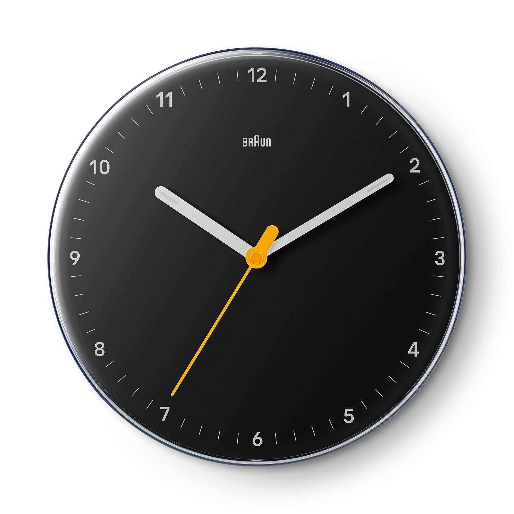 Classic Analogue Wall Clock with Silent Sweeping Quartz Movement, Easy to Read, 23cm Diameter in Black, Model BC26B.