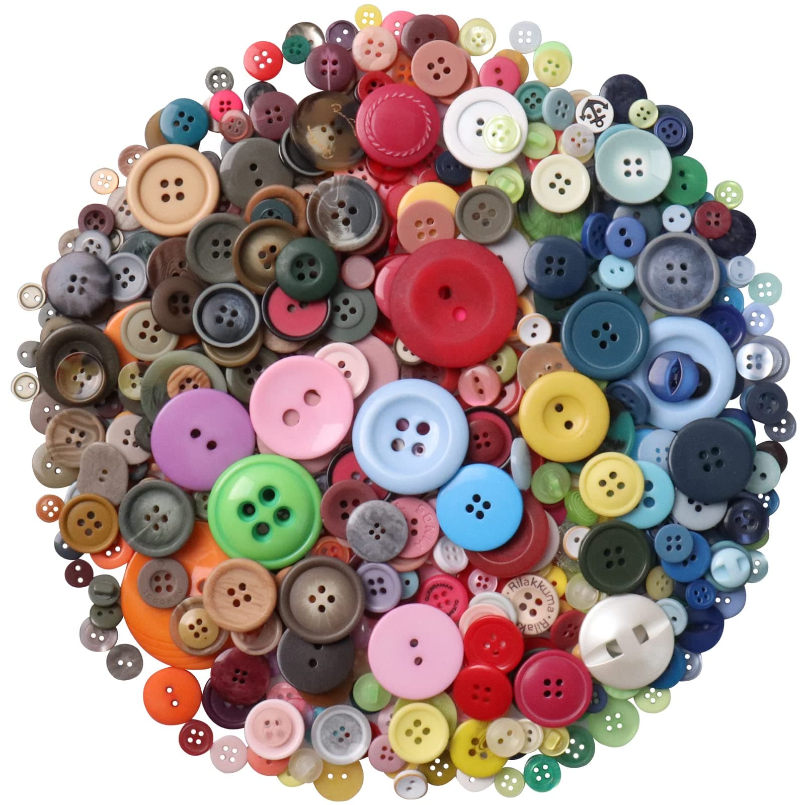 650 Pcs Round Resin Buttons - Assorted 2 & 4 Hole Buttons for Sewing, Crafts & DIY Projects (Multicolor)