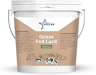 Stellar Grass Fed Pork Lard for Cooking and Baking – Rendered Lard Shortening, 100% Pure Pork Fat, Non-GMO, No Additives | 48 oz (3 lbs)