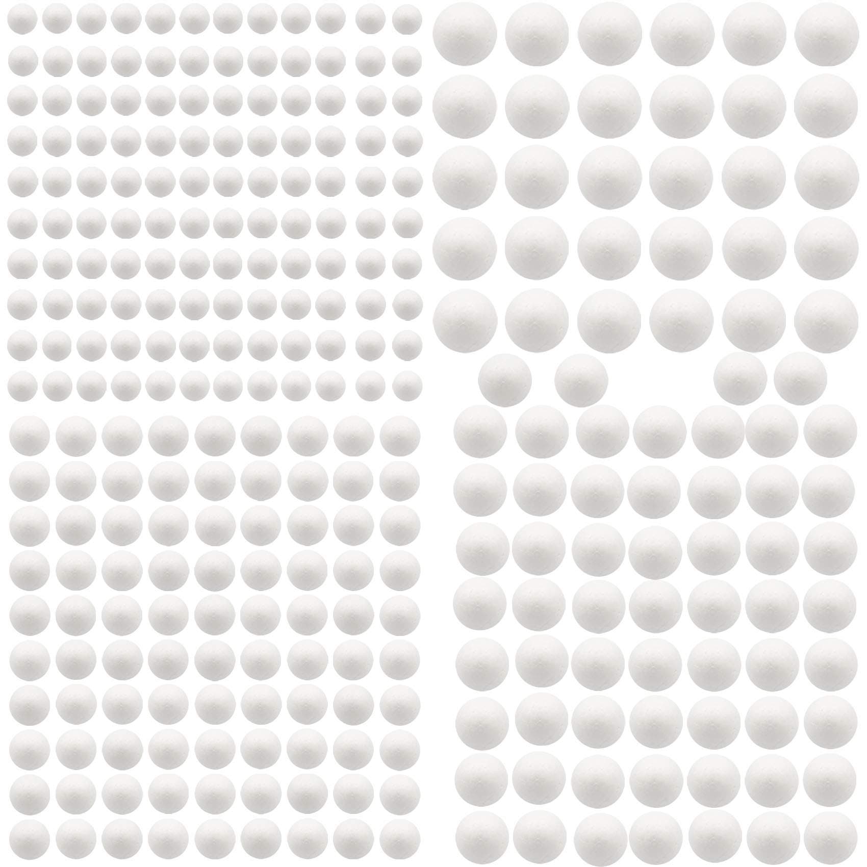 300 Pack Craft Foam Balls, 4 Sizes Including 1-2 Inches, Polystyrene Smooth Round Balls, Foam Balls for Arts and Crafts, DIY Craft for Home, Supplies School Craft Project and Holiday Party, White