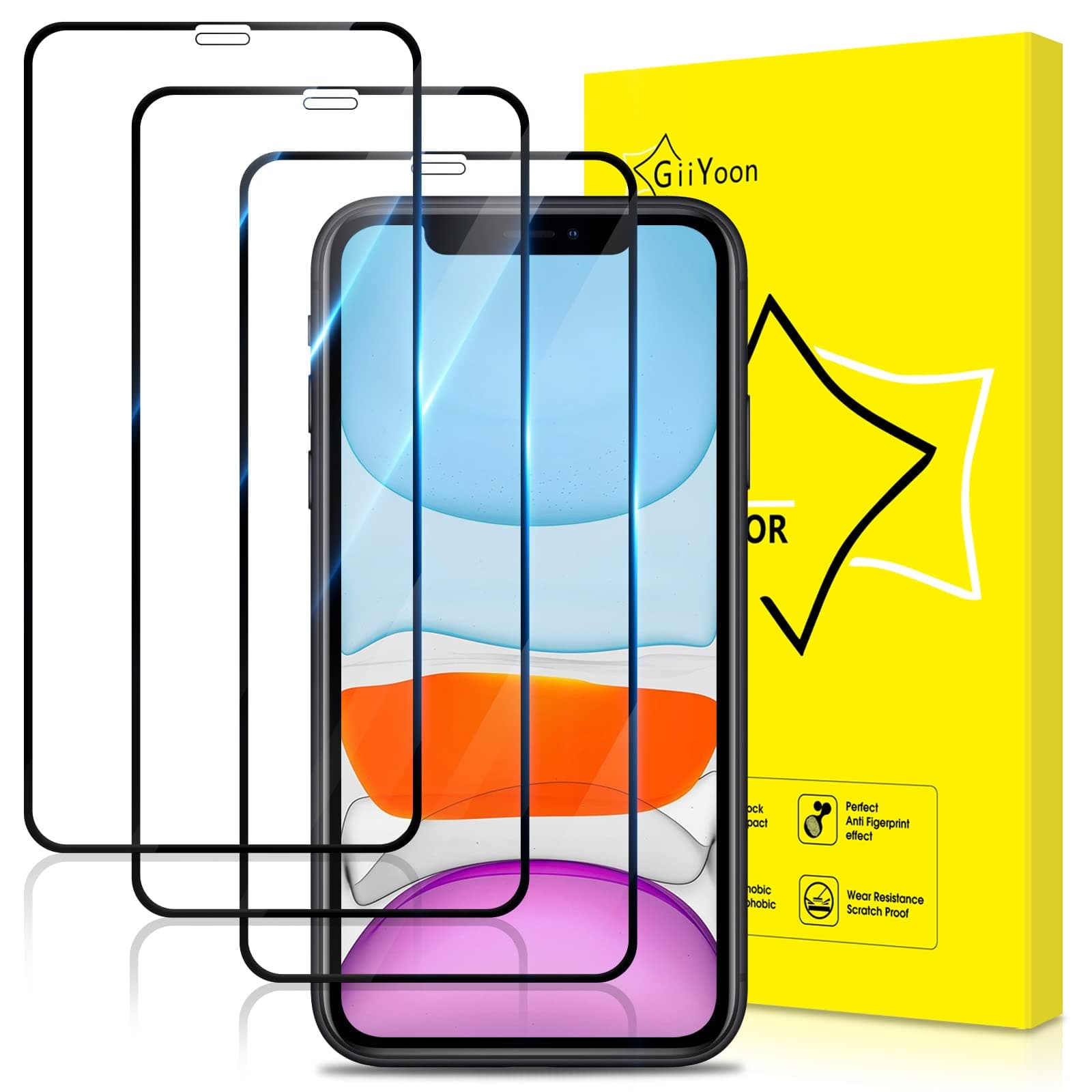 3 PACK Screen Protector for iPhone XR Tempered Glass [HD Full Coverage] [Easy Installation] [Round Edge] [Scratch Resistant] [9H Hardness] Protective Film
