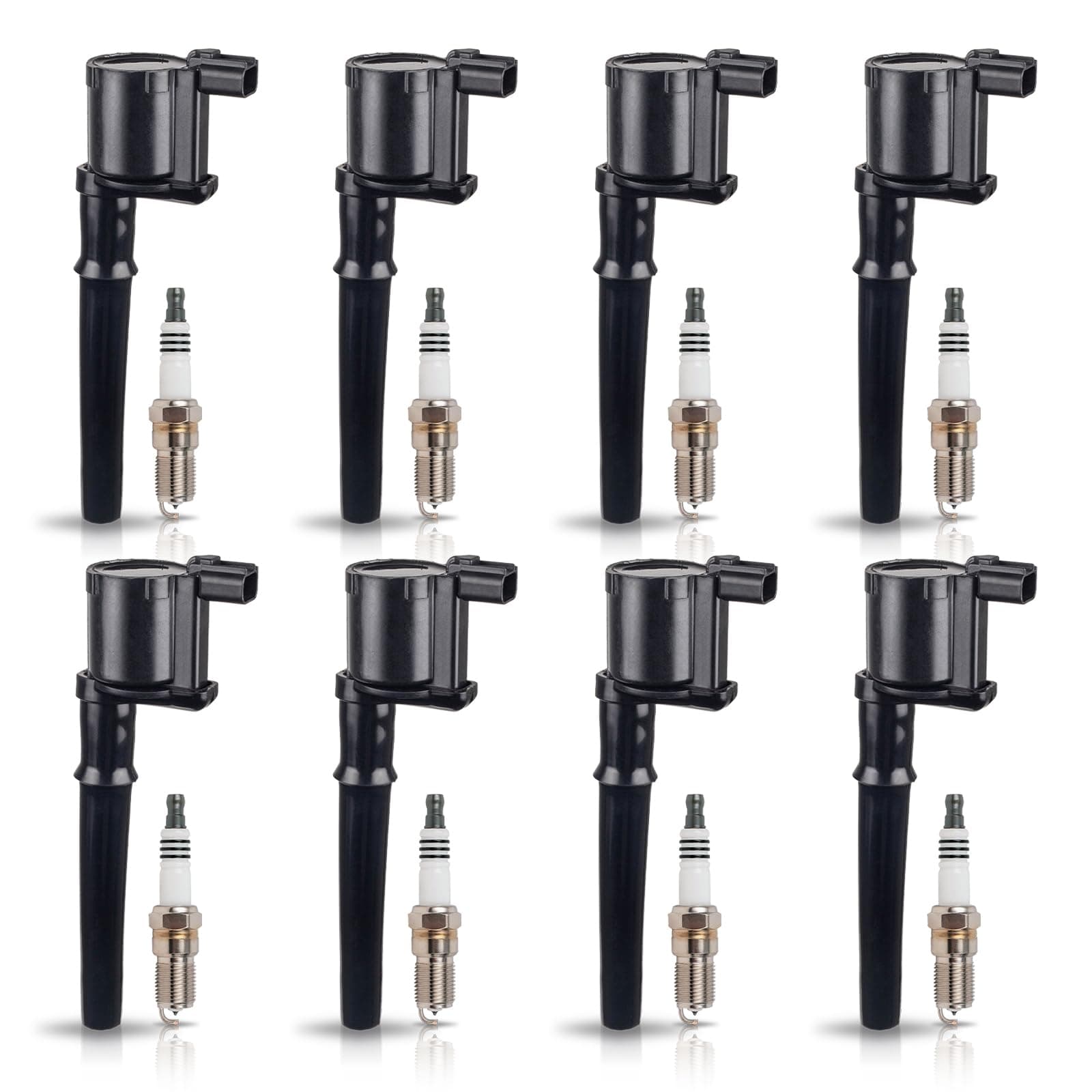 ENA Ignition Coil Pack and Platinum Spark Plugs Compatible with Ford Mustang Lincoln Navigator Blackwood 1.8L L4 1999 2000 2001 2002 2003 2004 Replacement for DG543 UF191 SP493 AGSF32PM Set of 8