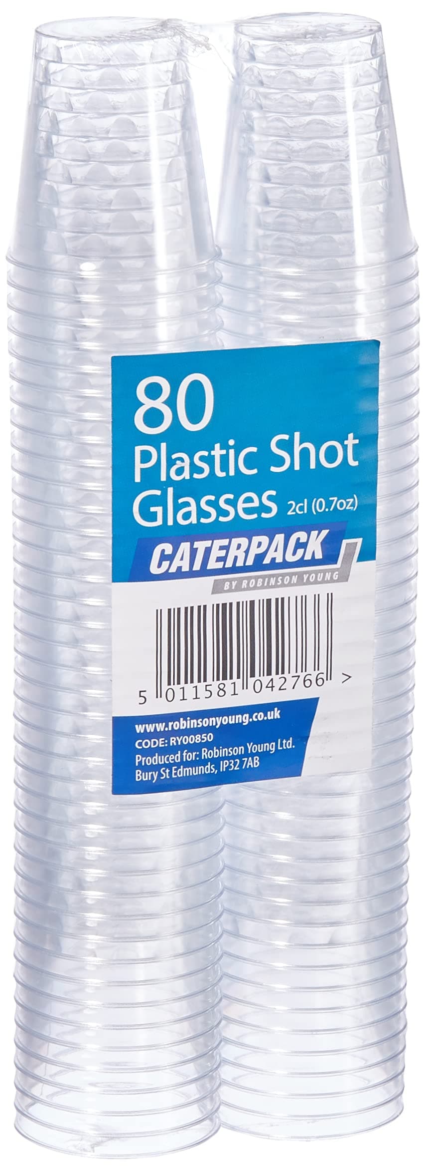 Caterpack 80 Pack Plastic Shot Glasses 2cl, 24.1 x 7.5 x 3.7 cm