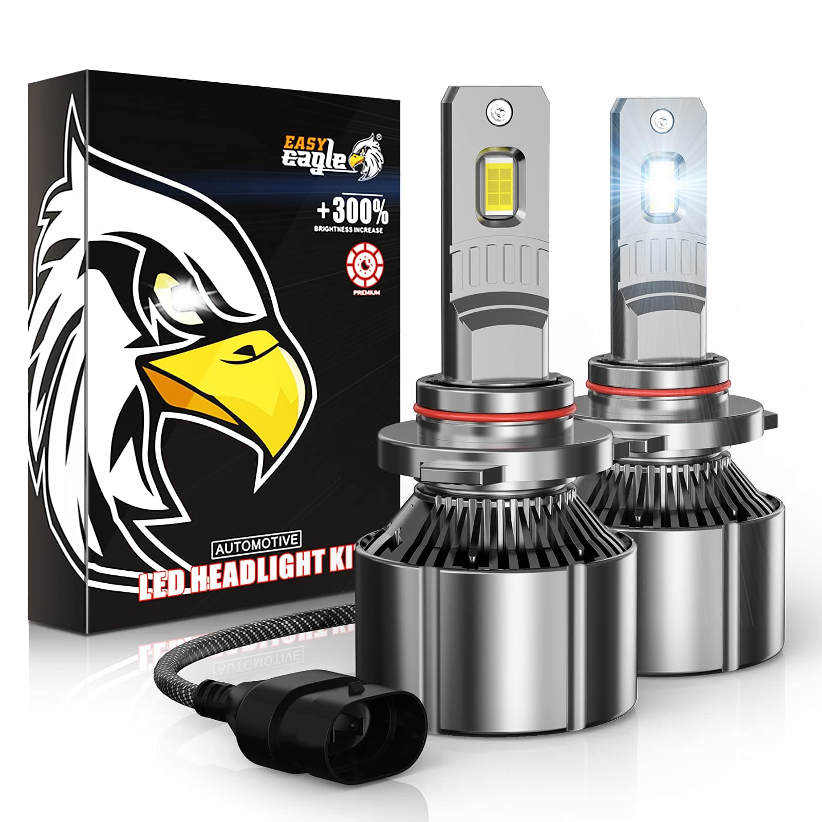 9005 LED Headlight Bulbs, EASY EAGLE HB3 120W High Power 20000LM Extremely Bright 6500K Cold White Conversion Kit Adjustable Beam