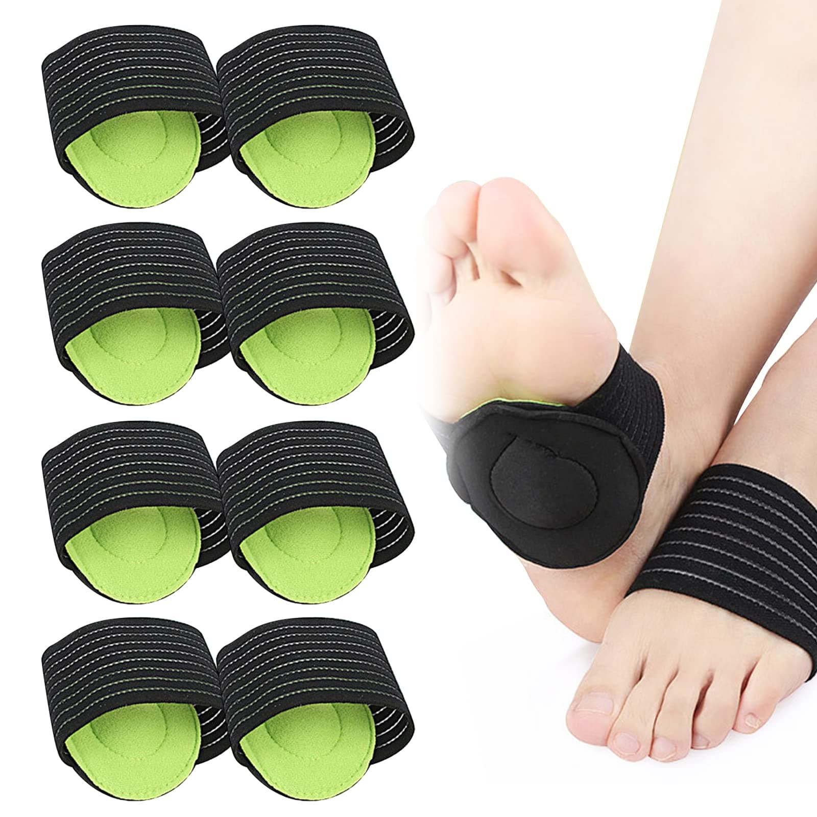 TSHAOUN 4 Pair Arch Support,Arch Support Socks,Compression Cushioned Support Sleeves，Relief High Arch, Fallen Arches for Men and Women.