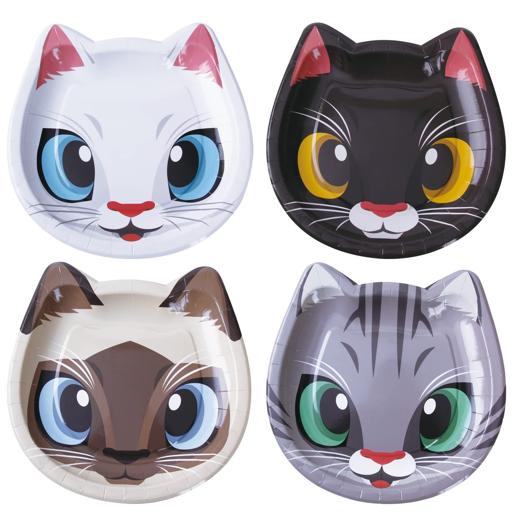 24 Pcs Cat Shaped Dinner Plates - Cat Themed Party Tableware for Birthday, Baby Shower, Kitten Theme Party Supplies