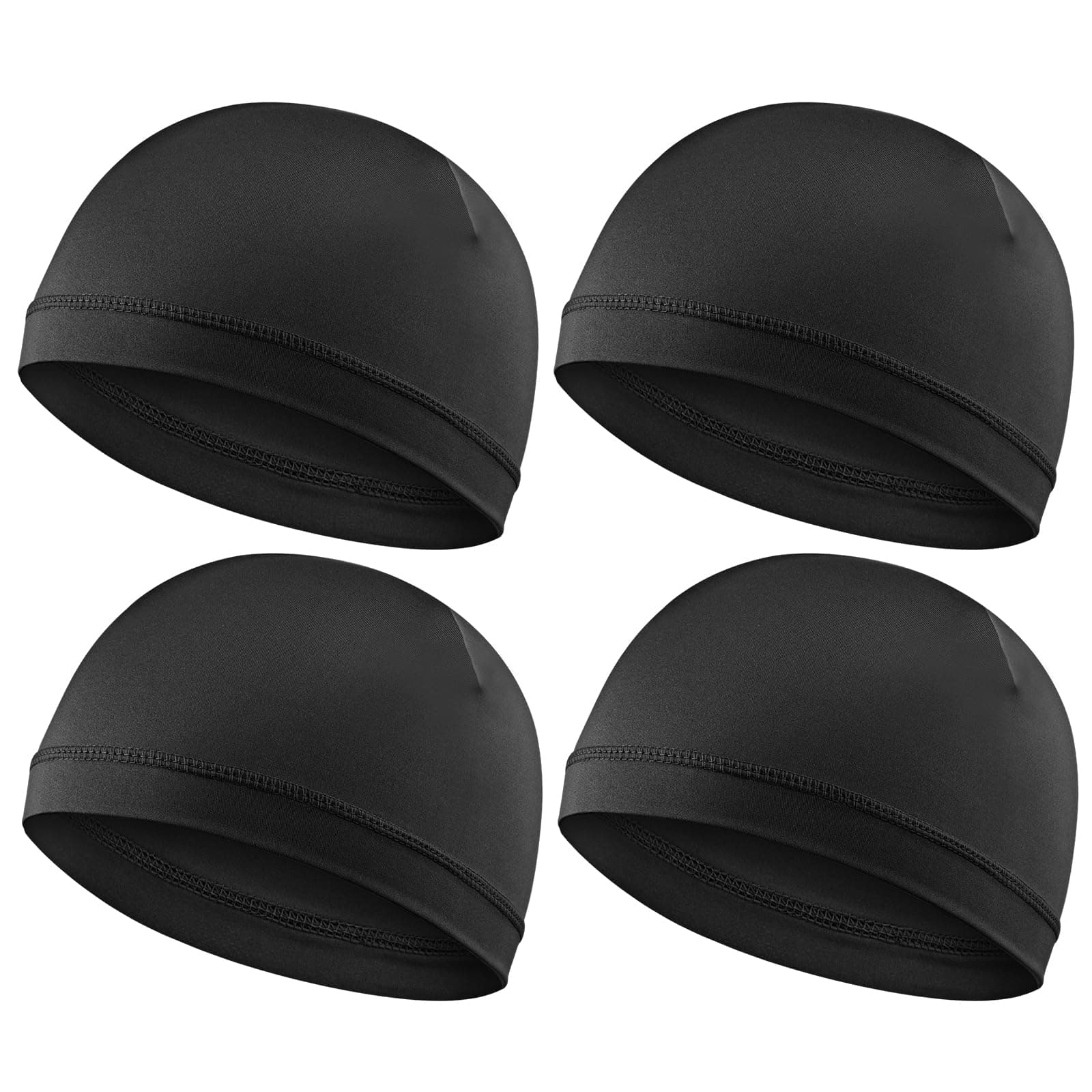 4Pcs Wave Cap for Men Silky Durags Elastic Band Wave Caps for 360 540 720 Waves Soft Breathable Satin Durag Unisex Adults Kids Skullies Beanies Hats Shower Cap Black