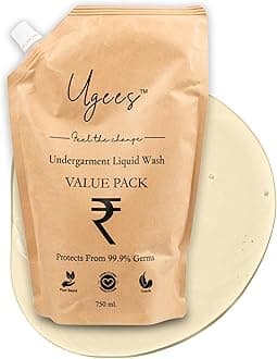 Undergarment Liquid Detergent, Underwear wash for Men/Women, Lingerie wash, No Soaking Formulation, Plant-Based, Disinfectant Liquid- 750ml Value Pack (Refill Pack)