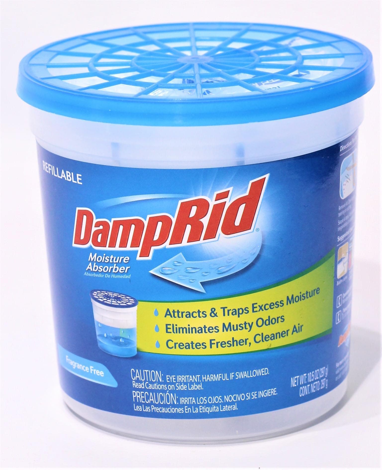 DampRid Refillable Moisture Absorber, 10.5 oz. Cups, 4 Pack, Fragrance Free, Traps Moisture for Fresher, Cleaner Air, No Electricity Required, Lasts Up To 60 Days