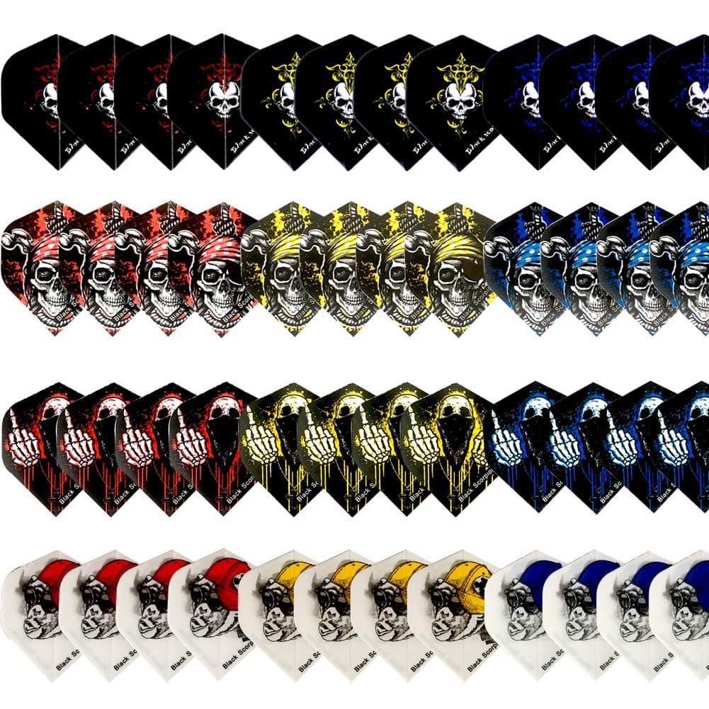Gallop Chic Darts Flight, 48 Pcs Skull Flights, Standard and Durable PET Dart Feather, Perfect Accessories Equipment Supplies for Soft/Steel Tip Dart Games