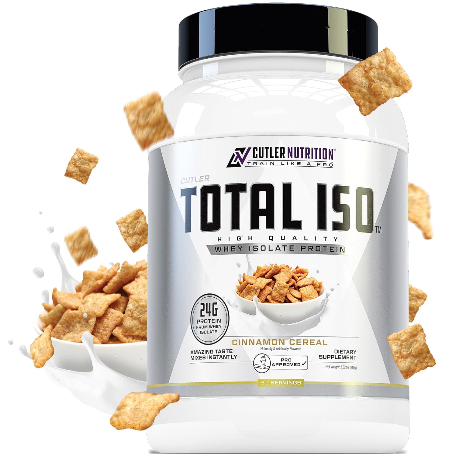 Total ISO Whey Isolate Protein Powder: Best Tasting Whey Protein Shake Featuring 100% Whey Protein Isolate, Perfect Post Workout Protein Powder Mix and Meal Replacement Drink, Cinna Cereal, 2 Pounds