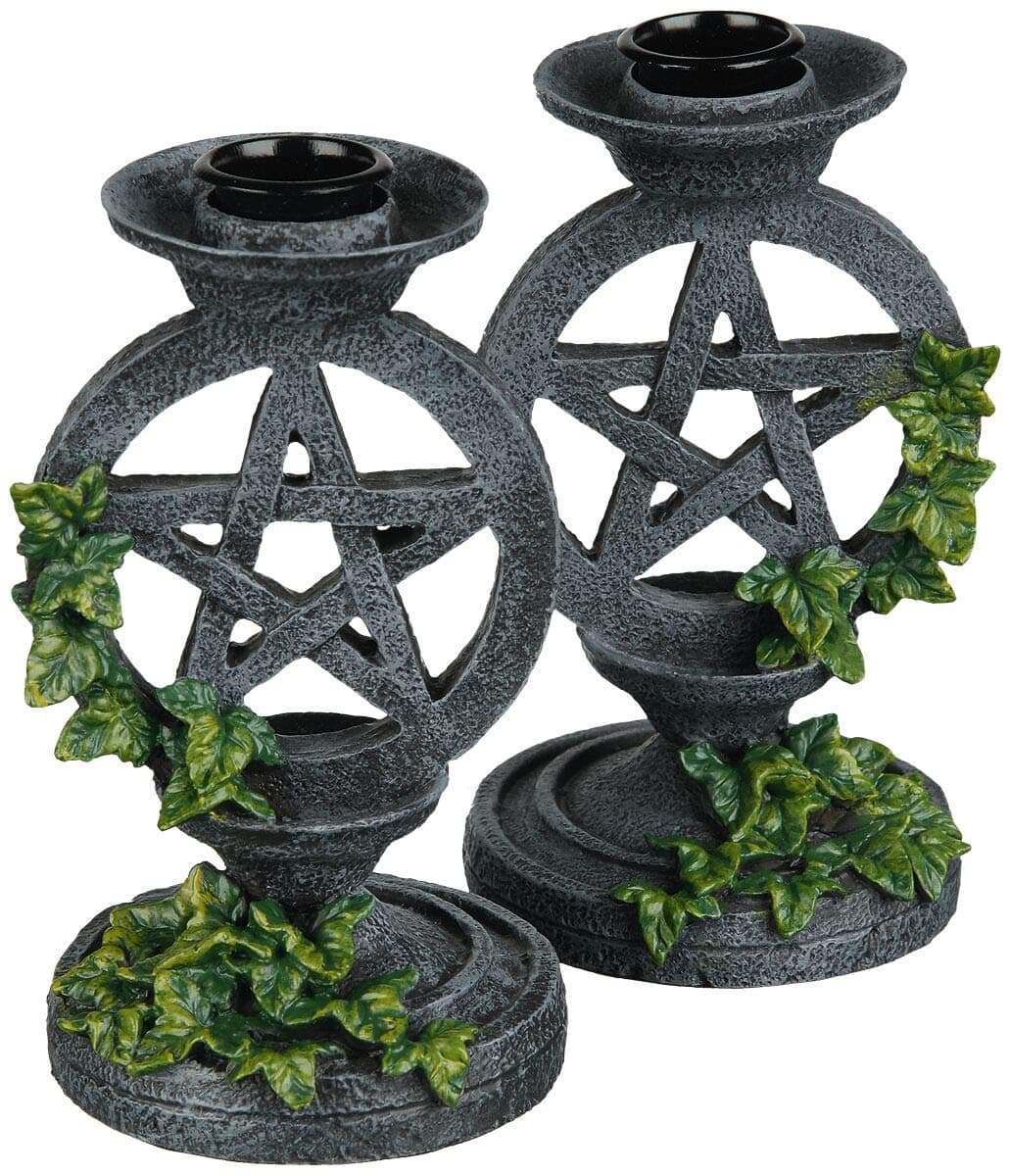 Nemesis Now Aged Pentagram Candlesticks Candle Holder 13.4cm Grey