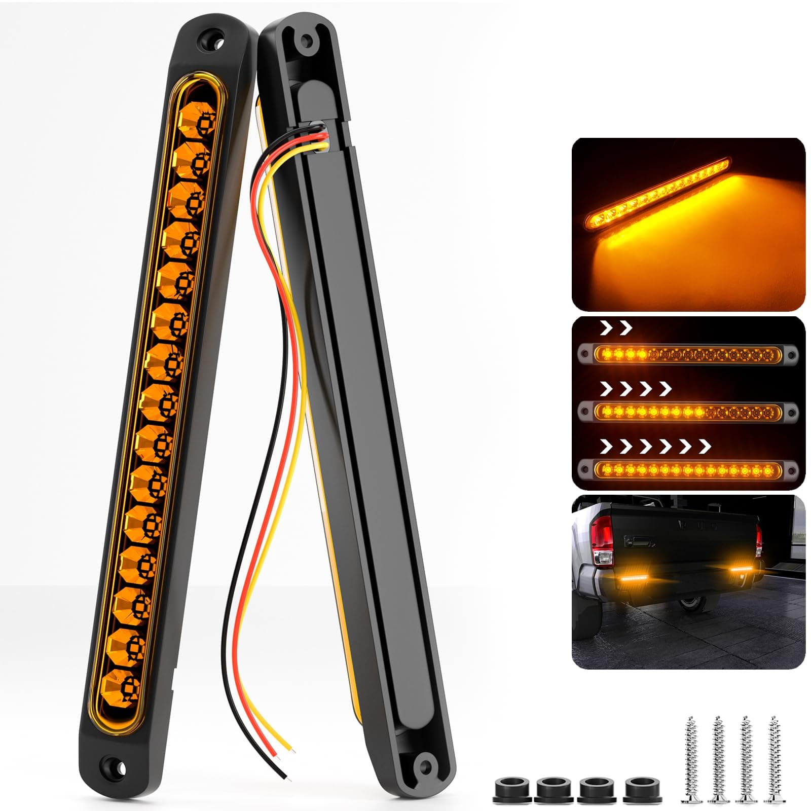 PSEQT 10" 15 LED Trailer Identification Light Led Turn Signal Tail Light Bar Strip Truck Rear Side Marker Lights Waterproof¡­