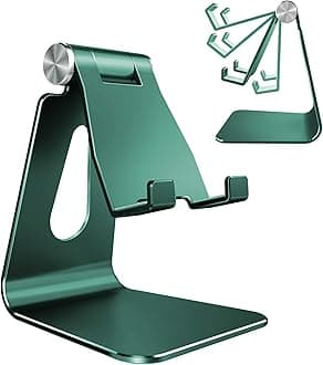 CreaDream Adjustable Cell Phone Stand, Phone Stand, Cradle, Dock, Holder, Aluminum Desktop Stand Compatible with iPhone Xs Max Xr 8 7 6 6s Plus Charging,Accessories Desk,All Smart Phone-Midnight Green