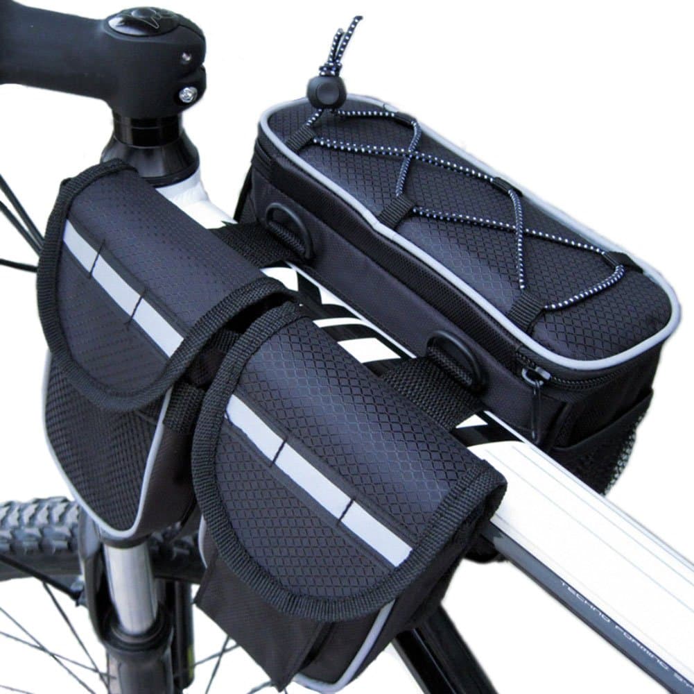 Multifunction Bike Bag Water Resistant with Adjustable Shoulder Strap and Rainproof Cover for Mountain Road Bike