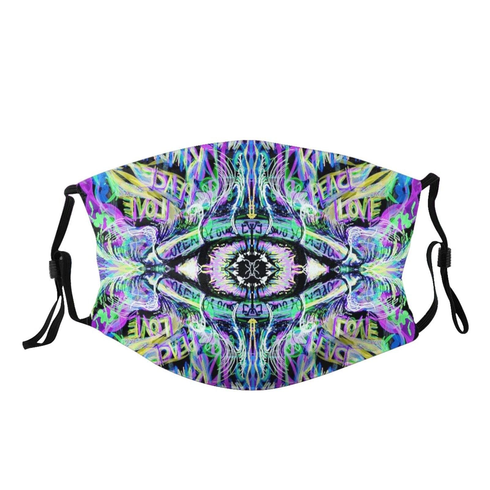 PPARGTKCool Psychedelic Trippy Face Mask with Filter Reusable Adjustable Breathable Cloth Masks for Adult Men Women