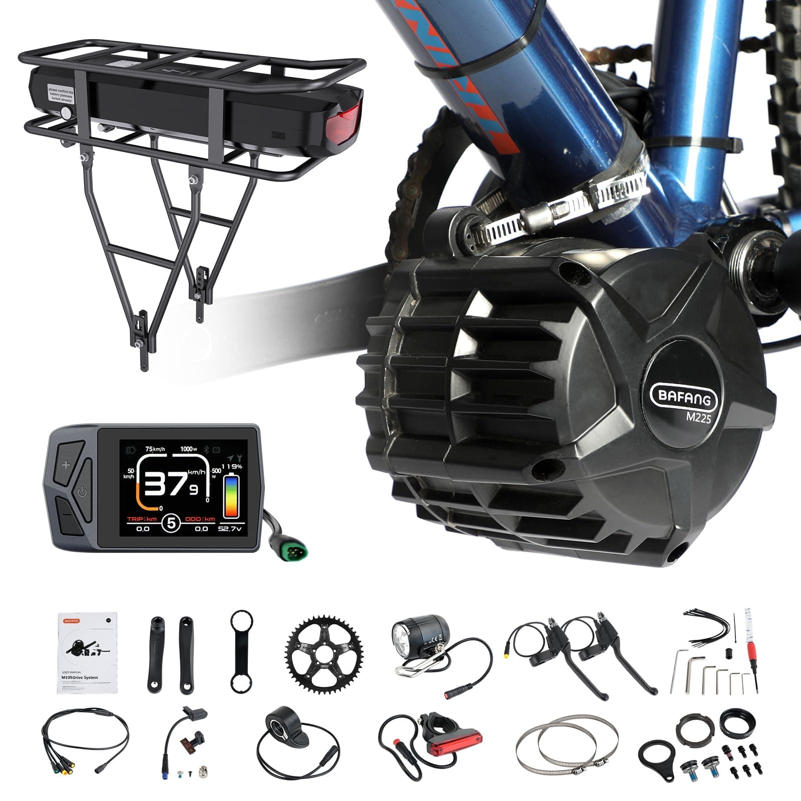 BAFANG 48V 750W 100MM Mid Drive Kit M625 Ebike Conversion Kit with 46T Chainwheel Electric Bike Conversion Kit Mountain Bike Road Bike with Display Optional & Battery