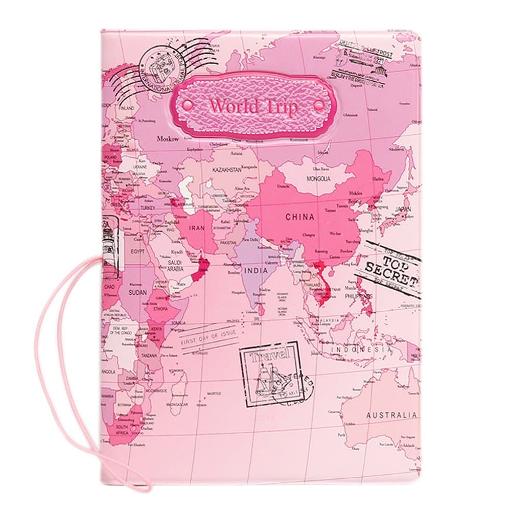 Topunion World Map Perspective Passport Holder Click to Open Expanded View World Map 3D Passport Cover (Pink)