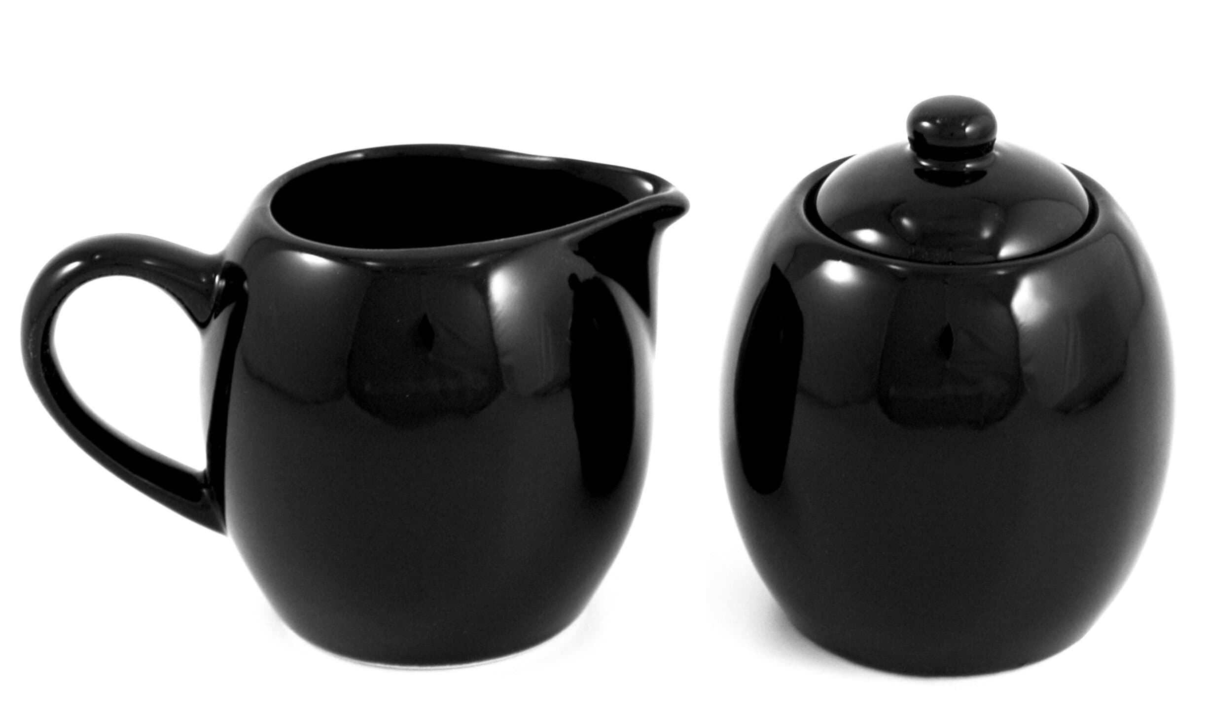 Black Ceramic Two Piece Creamer & Sugar Service Set